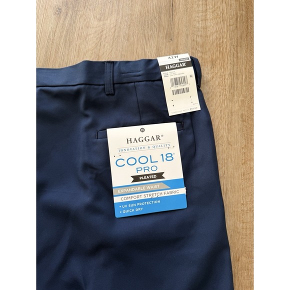 Haggar mens Cool 18 Pro Front 4-way Stretch Expandable Size 42 W Navy Blue NWT - Picture 4 of 4